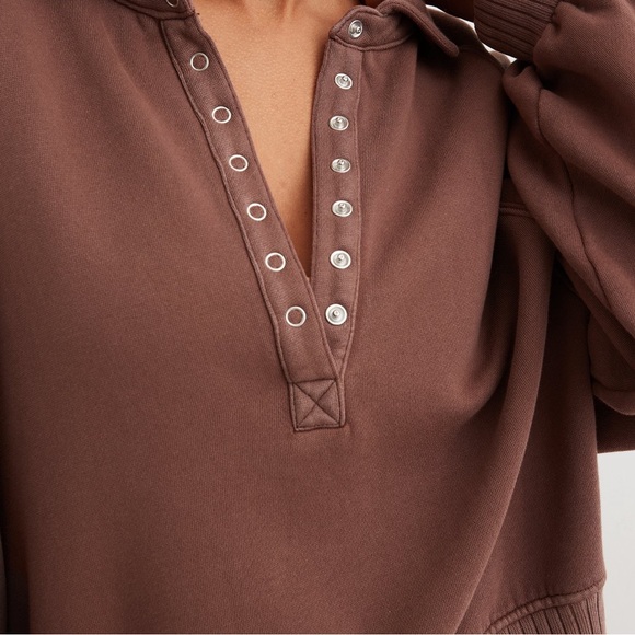 NWT Aerie Quarter Snap Sweatshirt Brown XXL - Picture 4 of 8